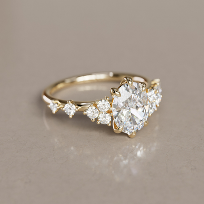 Marquise Shaped Three Stone Lab Grown Diamond Engagement Ring