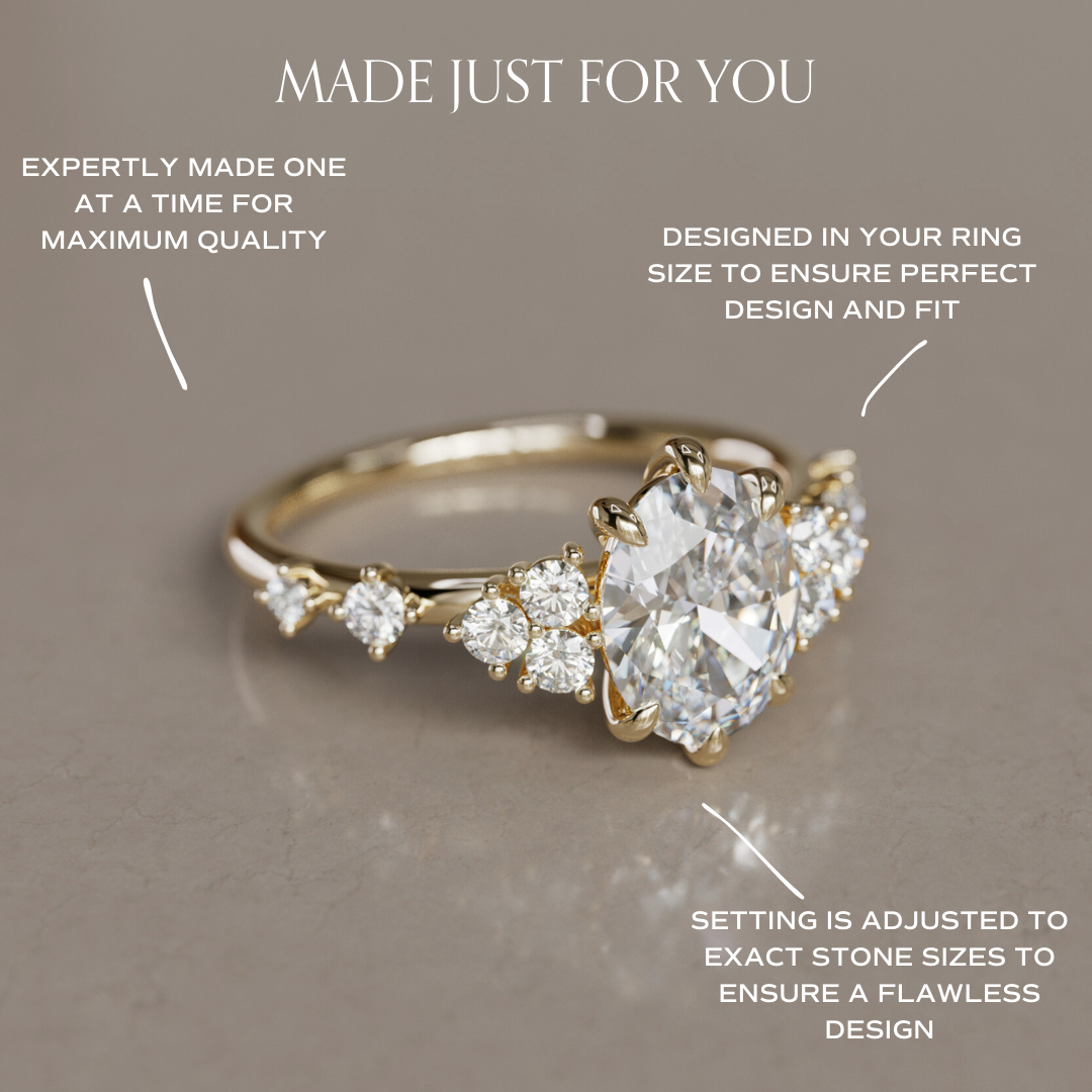 Marquise Shaped Three Stone Lab Grown Diamond Engagement Ring