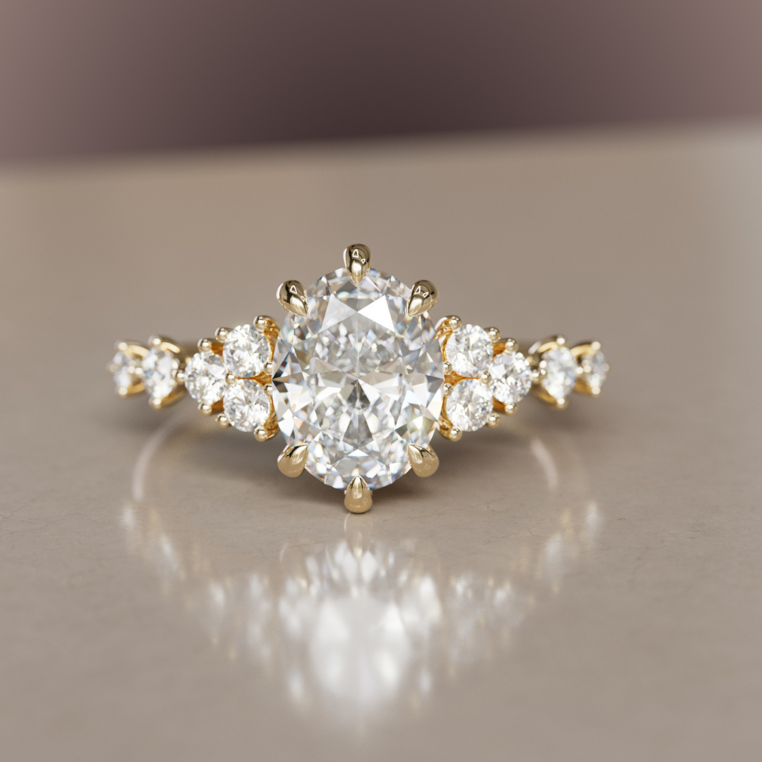 Marquise Shaped Three Stone Lab Grown Diamond Engagement Ring