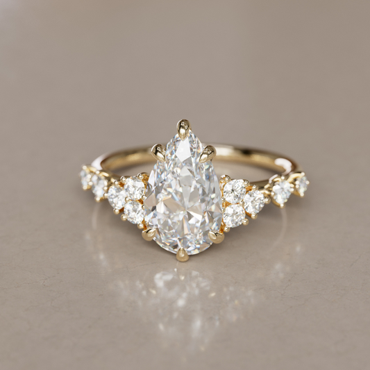 Marquise Shaped Three Stone Lab Grown Diamond Engagement Ring