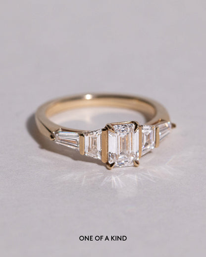 Marquise Shaped Three Stone Lab Grown Diamond Engagement Ring