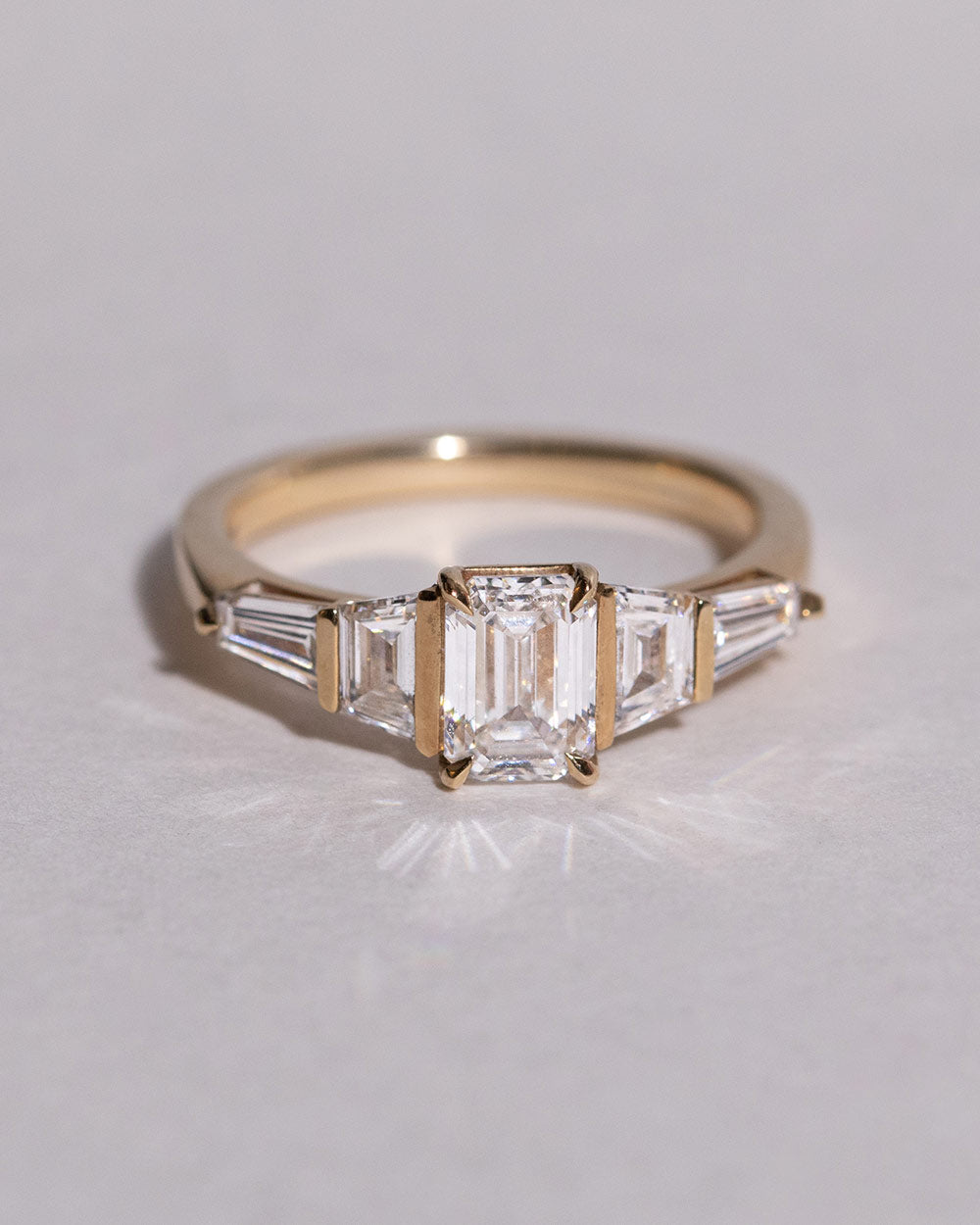 Marquise Shaped Three Stone Lab Grown Diamond Engagement Ring