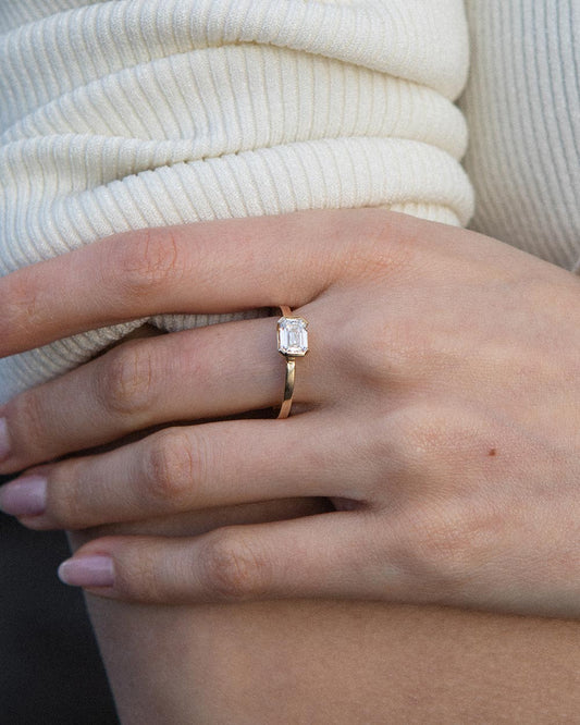 Marquise Shaped Three Stone Lab Grown Diamond Engagement Ring