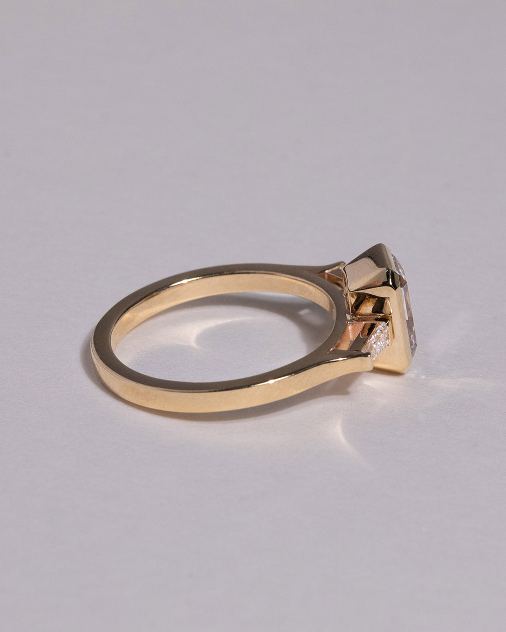 Marquise Shaped Three Stone Lab Grown Diamond Engagement Ring