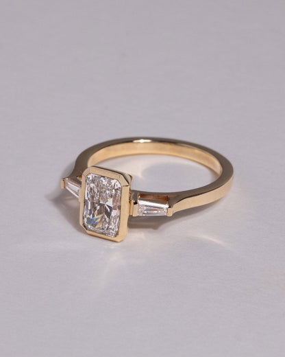 Marquise Shaped Three Stone Lab Grown Diamond Engagement Ring