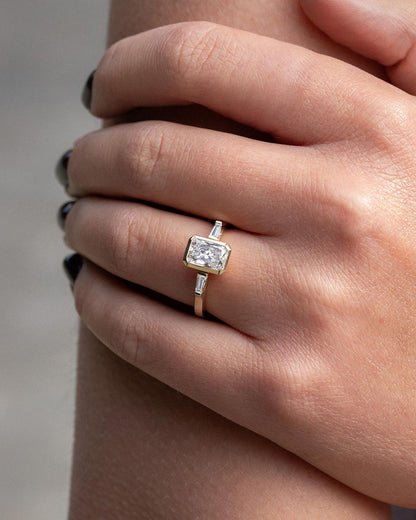 Marquise Shaped Three Stone Lab Grown Diamond Engagement Ring