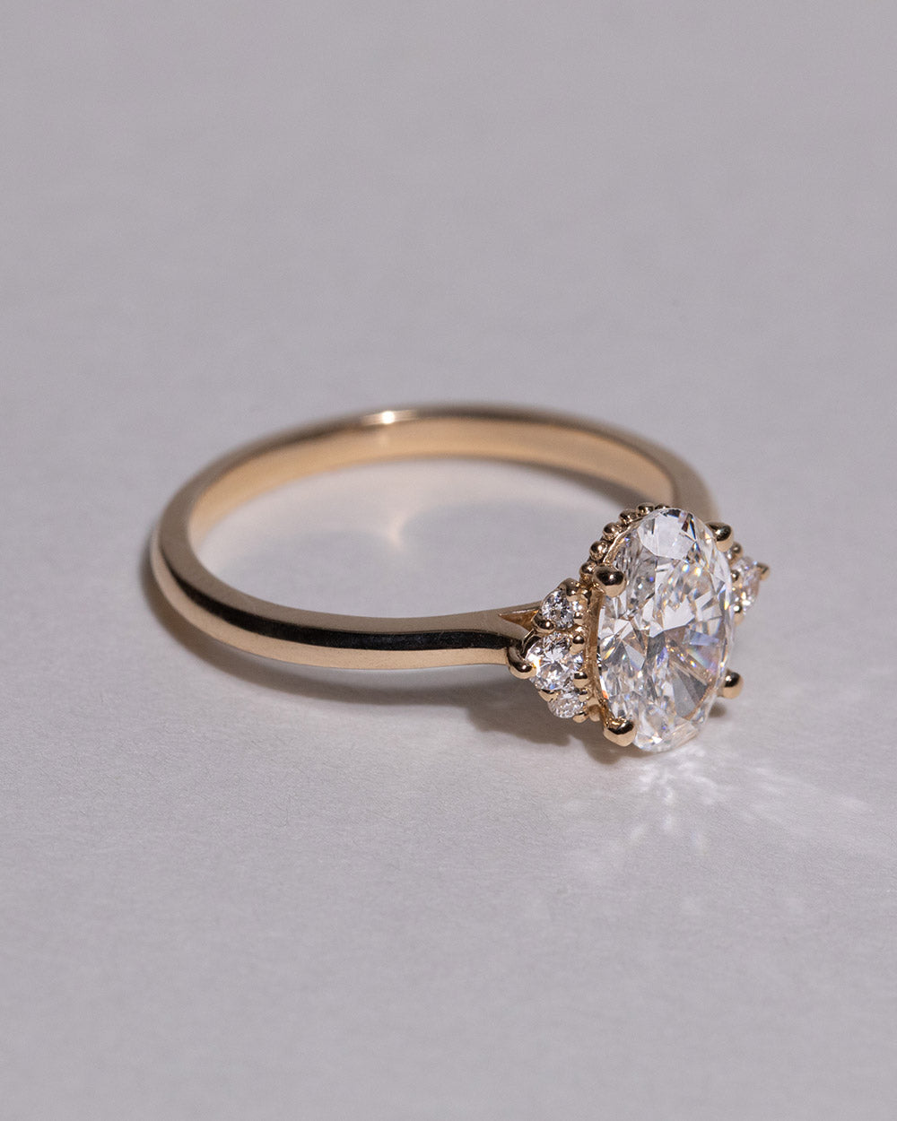 Marquise Shaped Three Stone Lab Grown Diamond Engagement Ring