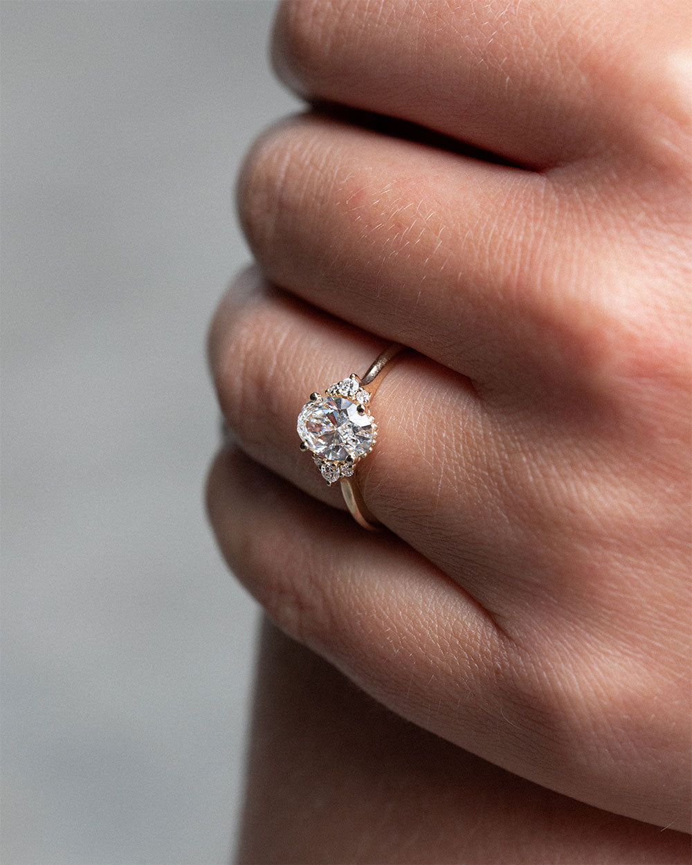 Marquise Shaped Three Stone Lab Grown Diamond Engagement Ring