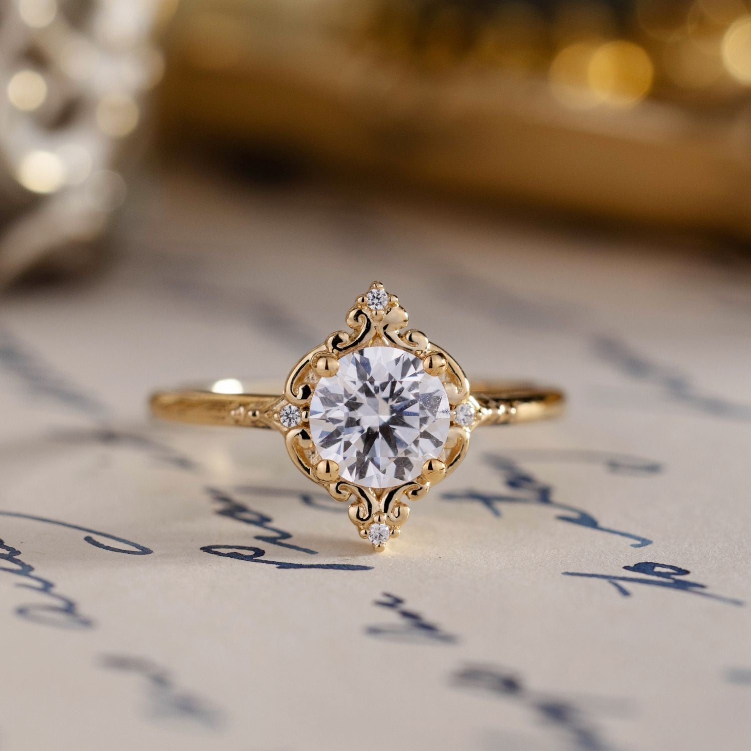 Marquise Shaped Three Stone Lab Grown Diamond Engagement Ring