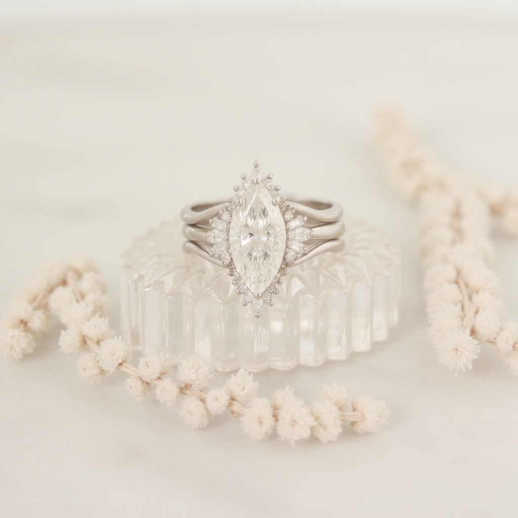 2.9 Carats Emerald Pave Styled Moissanite Engagement Ring