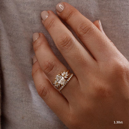 Marquise Shaped Three Stone Lab Grown Diamond Engagement Ring