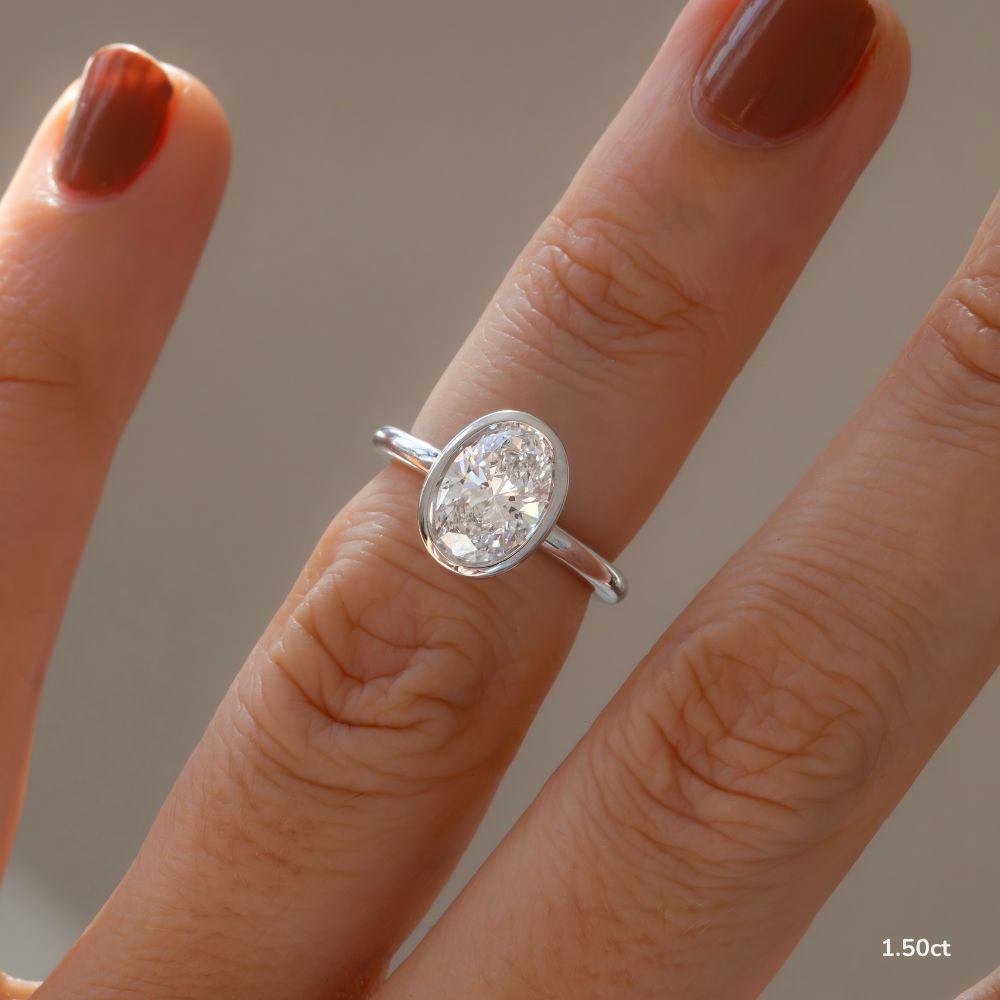 Marquise Shaped Three Stone Lab Grown Diamond Engagement Ring