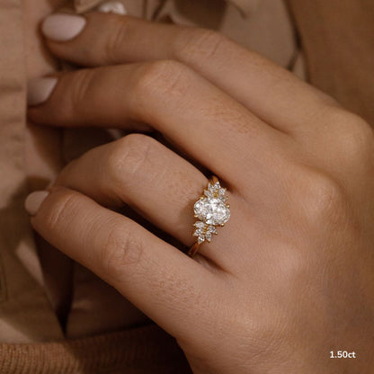 Marquise Shaped Three Stone Lab Grown Diamond Engagement Ring