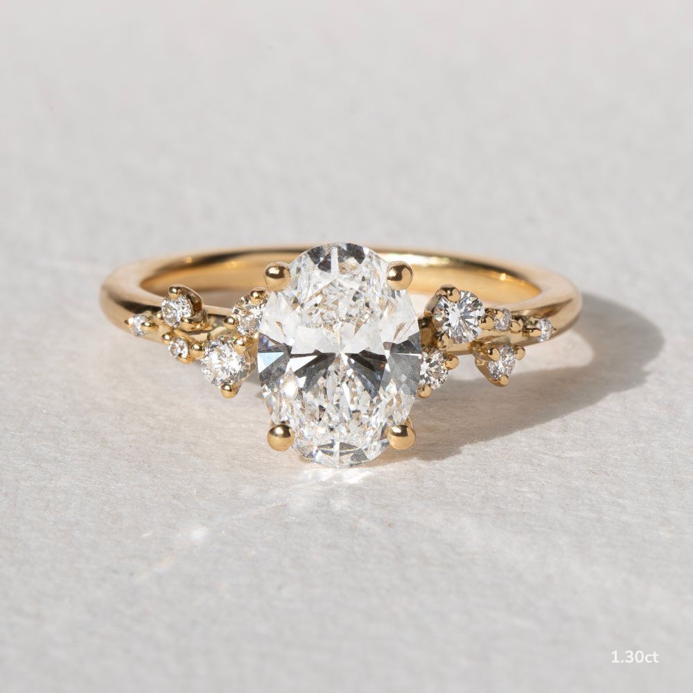 Marquise Shaped Three Stone Lab Grown Diamond Engagement Ring