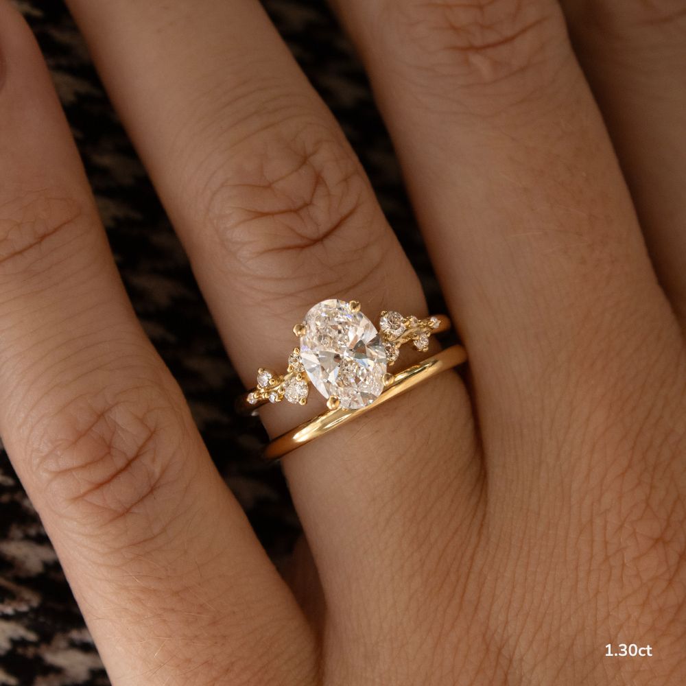 Marquise Shaped Three Stone Lab Grown Diamond Engagement Ring