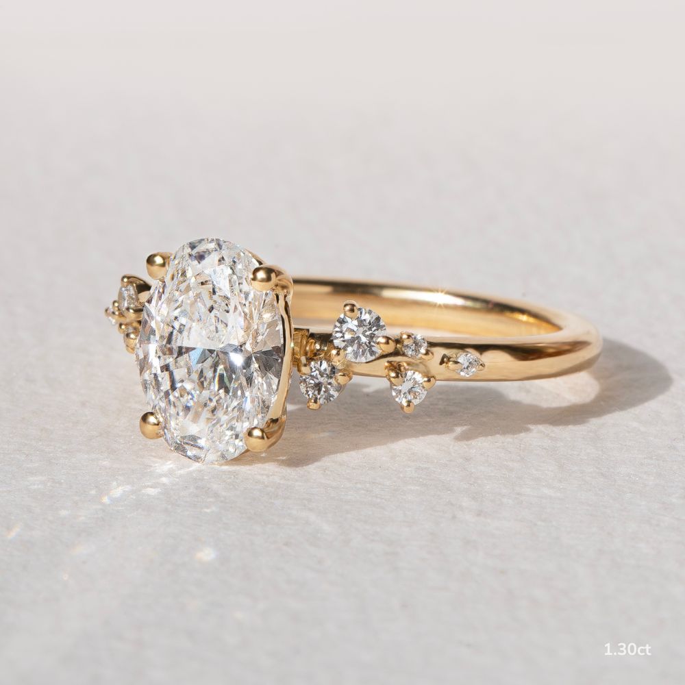 Marquise Shaped Three Stone Lab Grown Diamond Engagement Ring