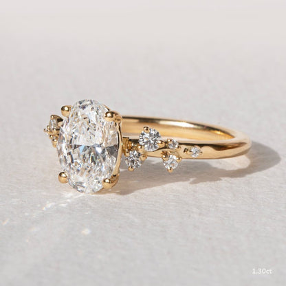 Marquise Shaped Three Stone Lab Grown Diamond Engagement Ring