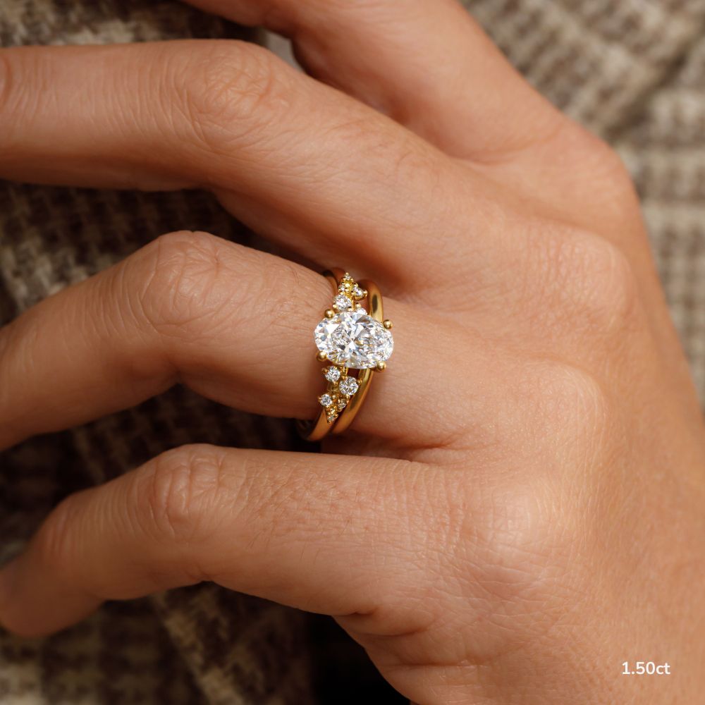 Marquise Shaped Three Stone Lab Grown Diamond Engagement Ring