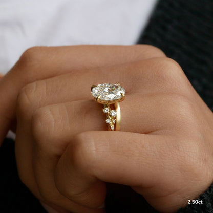 Marquise Shaped Three Stone Lab Grown Diamond Engagement Ring