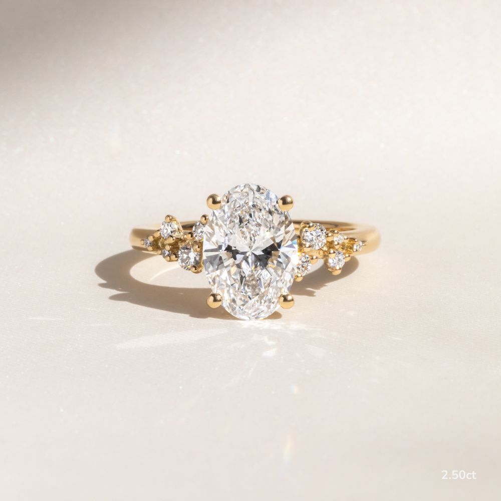 Marquise Shaped Three Stone Lab Grown Diamond Engagement Ring