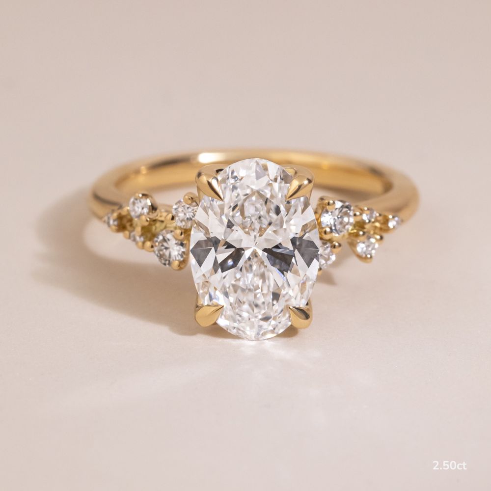 Marquise Shaped Three Stone Lab Grown Diamond Engagement Ring