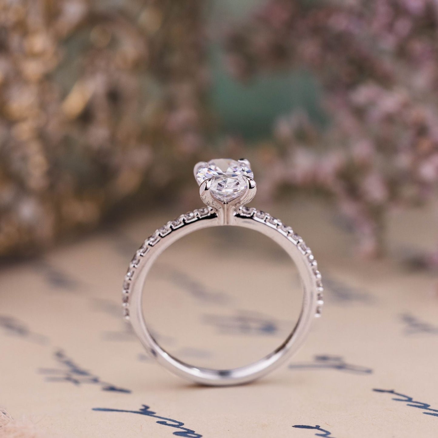 Marquise Shaped Three Stone Lab Grown Diamond Engagement Ring