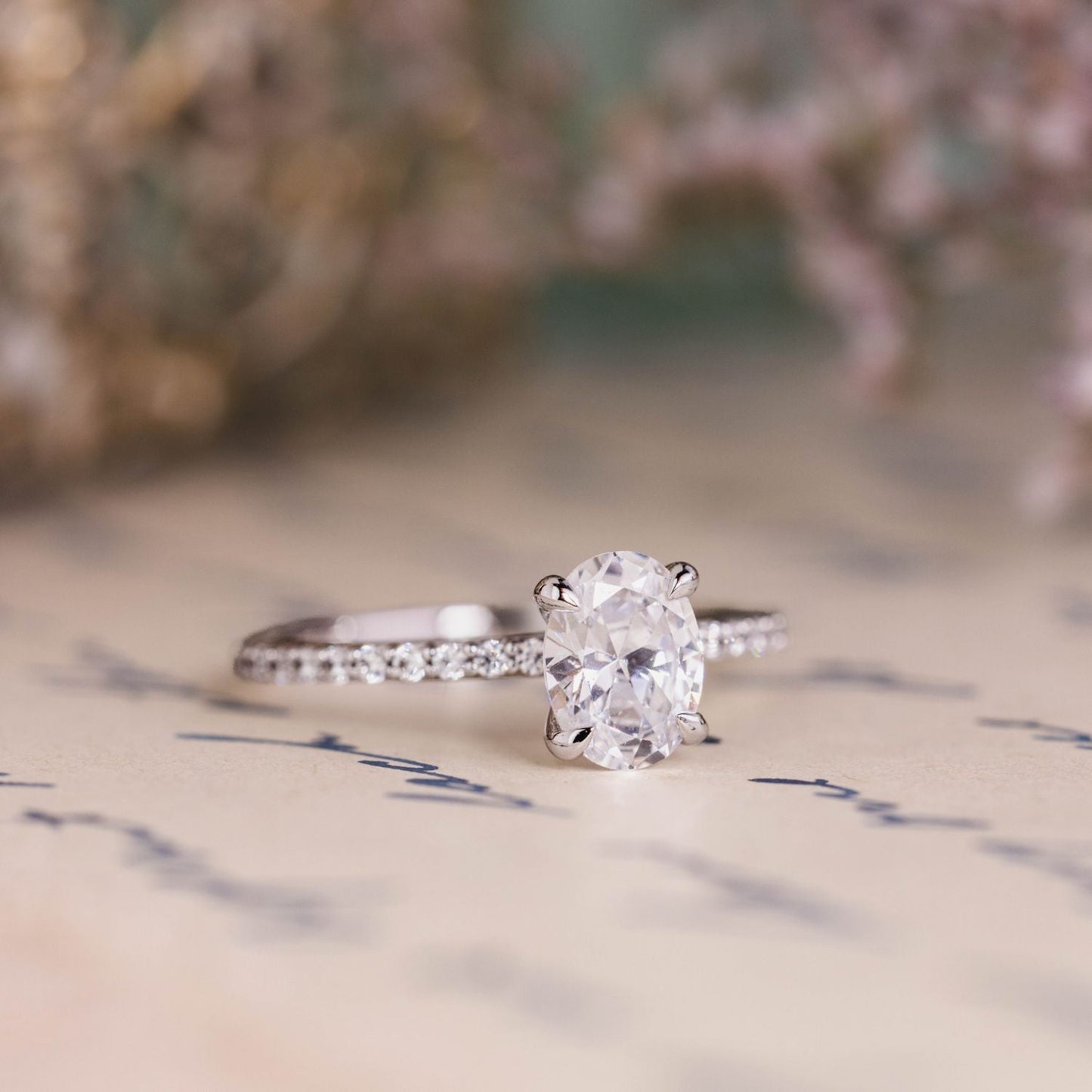 Marquise Shaped Three Stone Lab Grown Diamond Engagement Ring