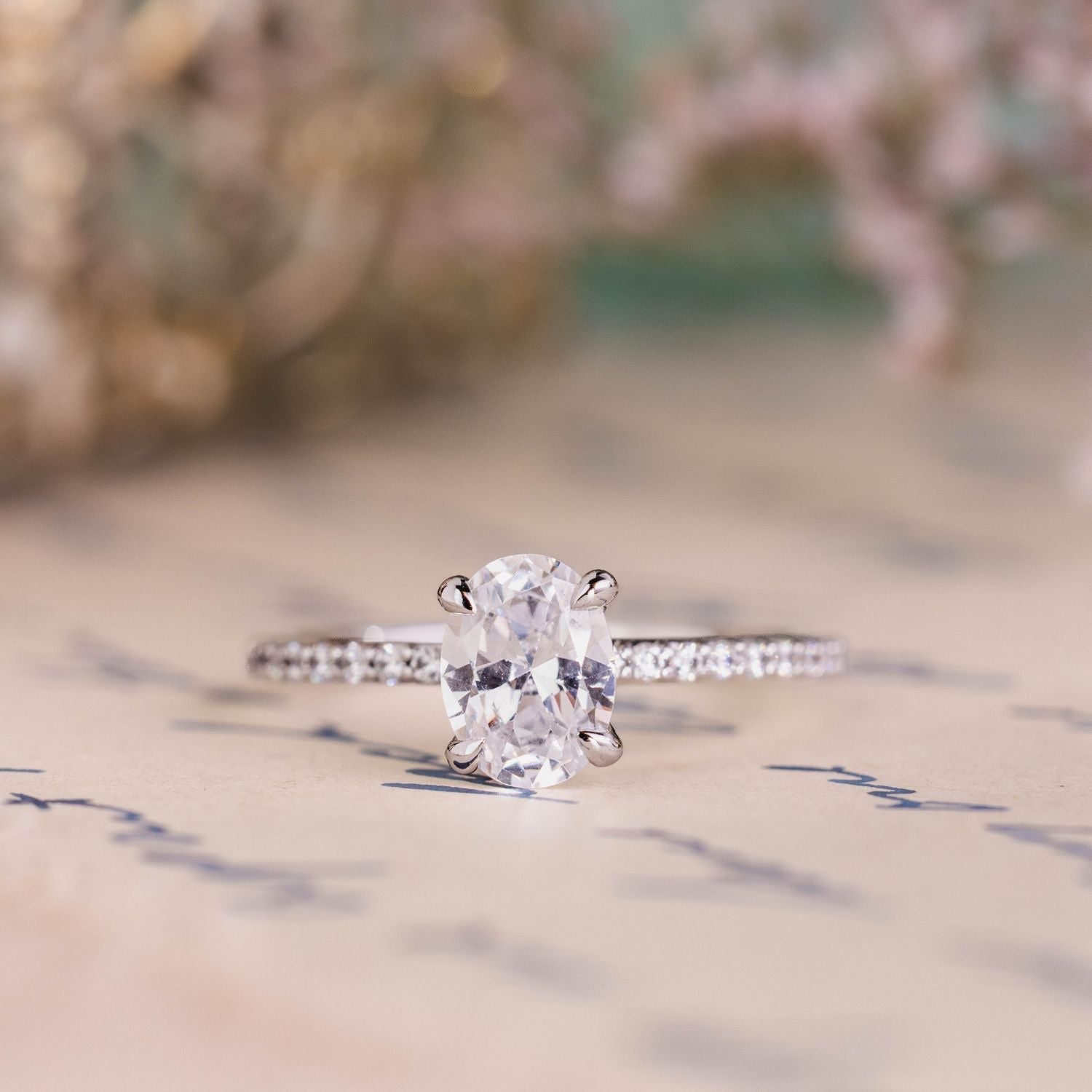 Marquise Shaped Three Stone Lab Grown Diamond Engagement Ring