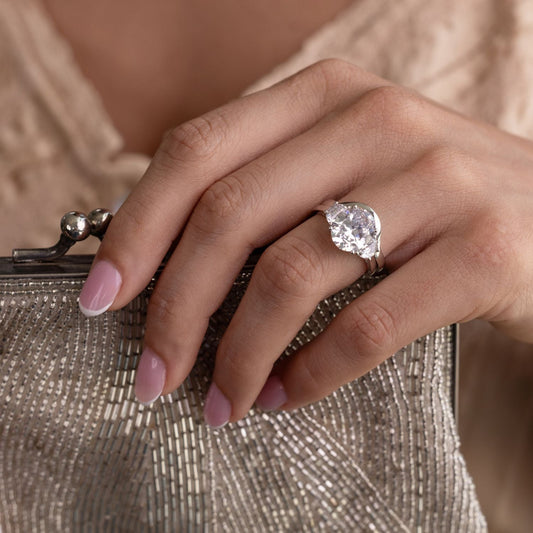 Marquise Shaped Three Stone Lab Grown Diamond Engagement Ring