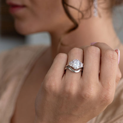 Marquise Shaped Three Stone Lab Grown Diamond Engagement Ring