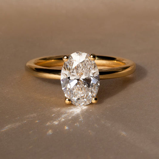 Marquise Shaped Three Stone Lab Grown Diamond Engagement Ring