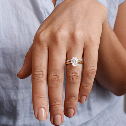 Marquise Shaped Three Stone Lab Grown Diamond Engagement Ring