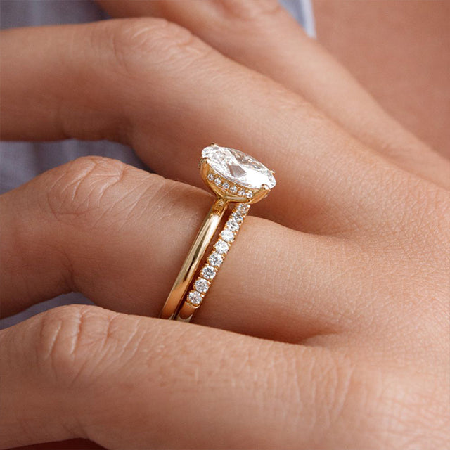 Marquise Shaped Three Stone Lab Grown Diamond Engagement Ring