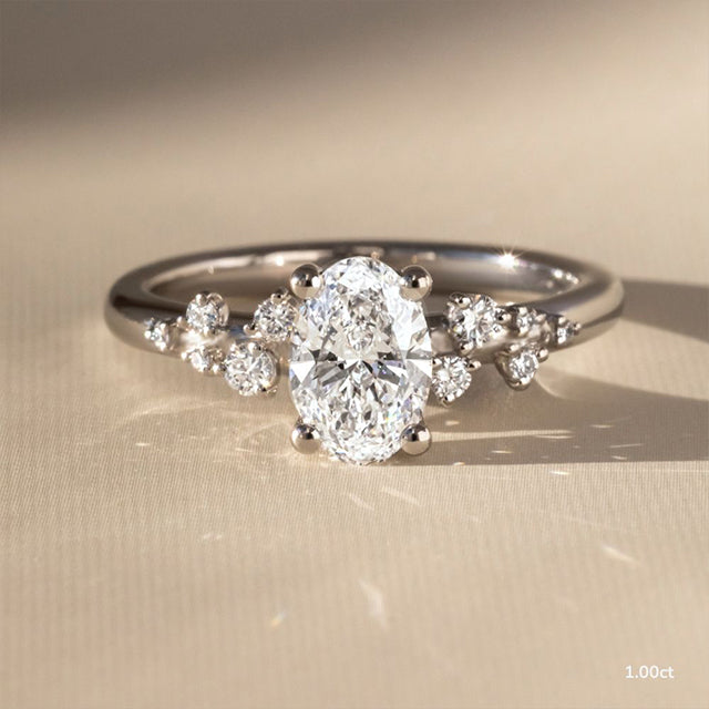 Marquise Shaped Three Stone Lab Grown Diamond Engagement Ring