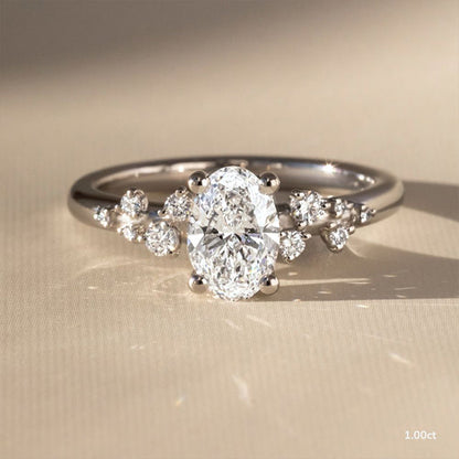 Marquise Shaped Three Stone Lab Grown Diamond Engagement Ring