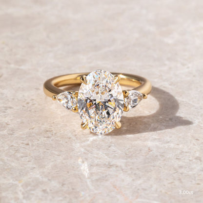 Marquise Shaped Three Stone Lab Grown Diamond Engagement Ring