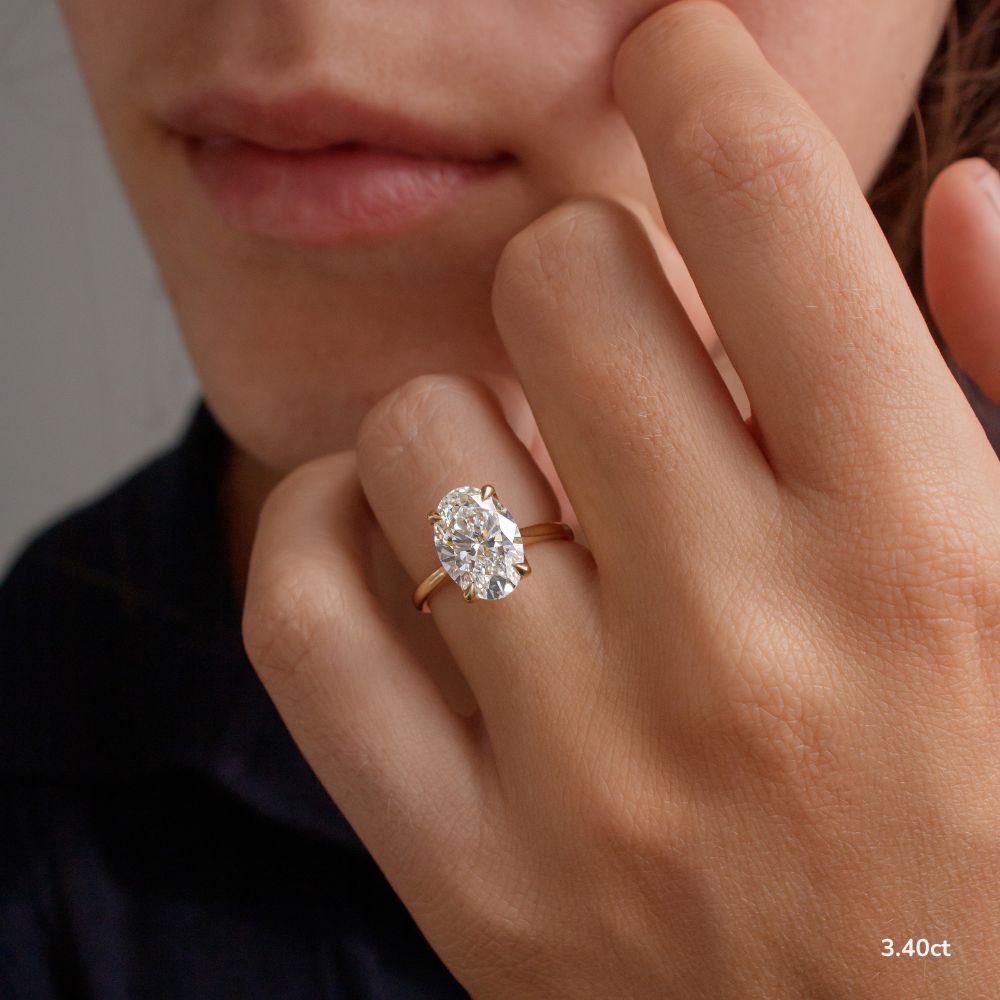 Marquise Shaped Three Stone Lab Grown Diamond Engagement Ring