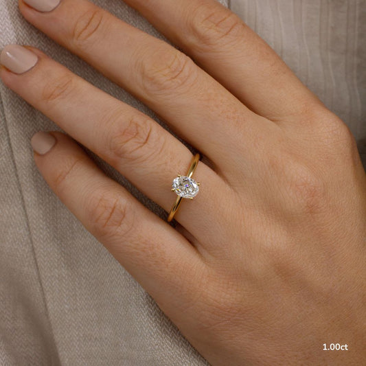 Marquise Shaped Three Stone Lab Grown Diamond Engagement Ring