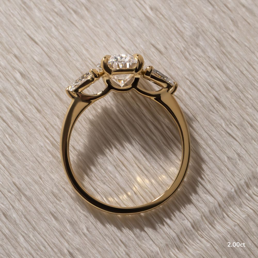 Marquise Shaped Three Stone Lab Grown Diamond Engagement Ring