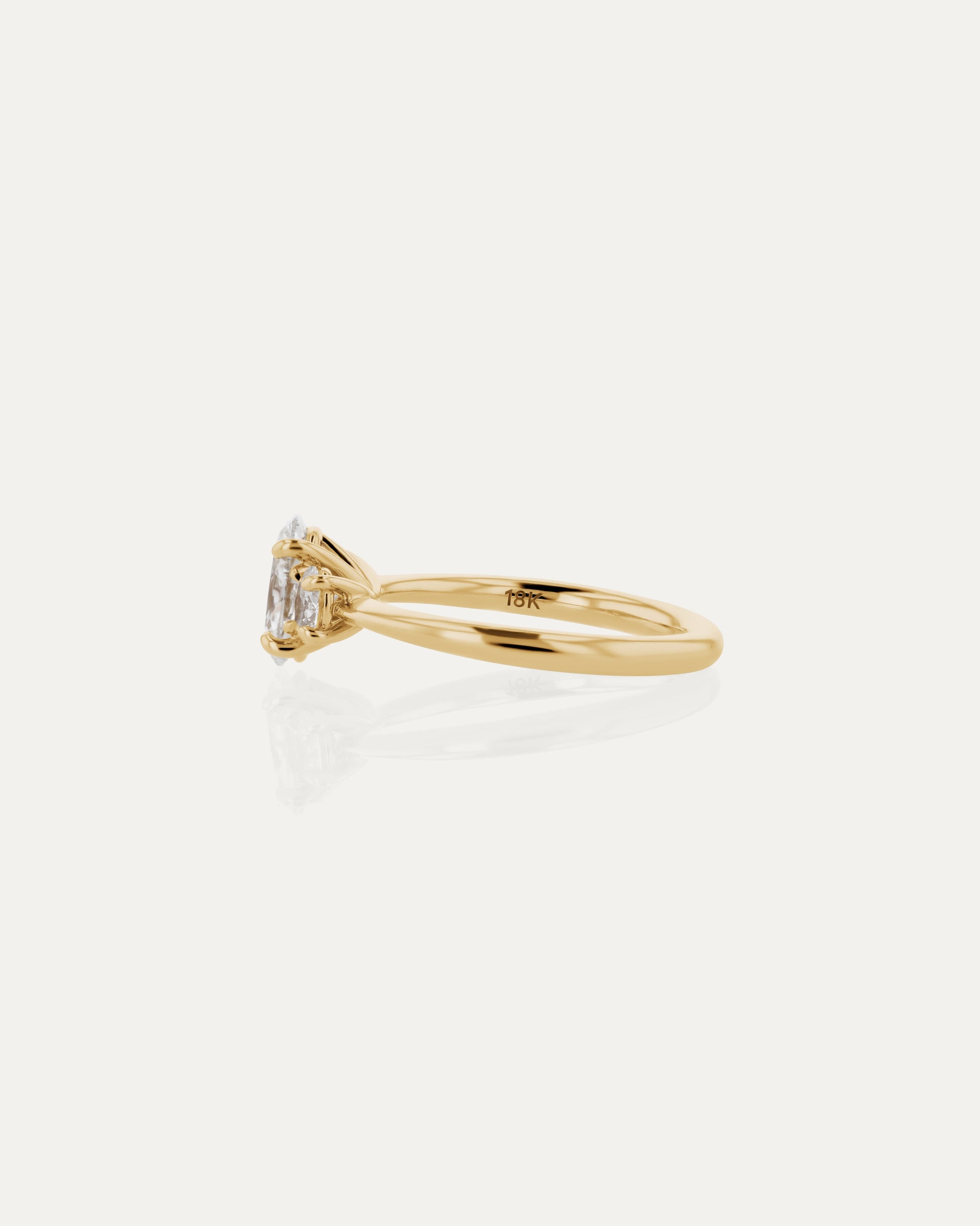 Marquise Shaped Three Stone Lab Grown Diamond Engagement Ring