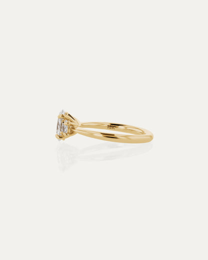 Marquise Shaped Three Stone Lab Grown Diamond Engagement Ring