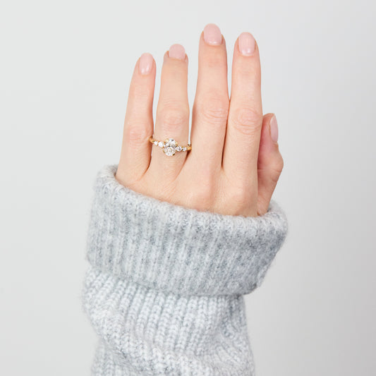 Marquise Shaped Three Stone Lab Grown Diamond Engagement Ring