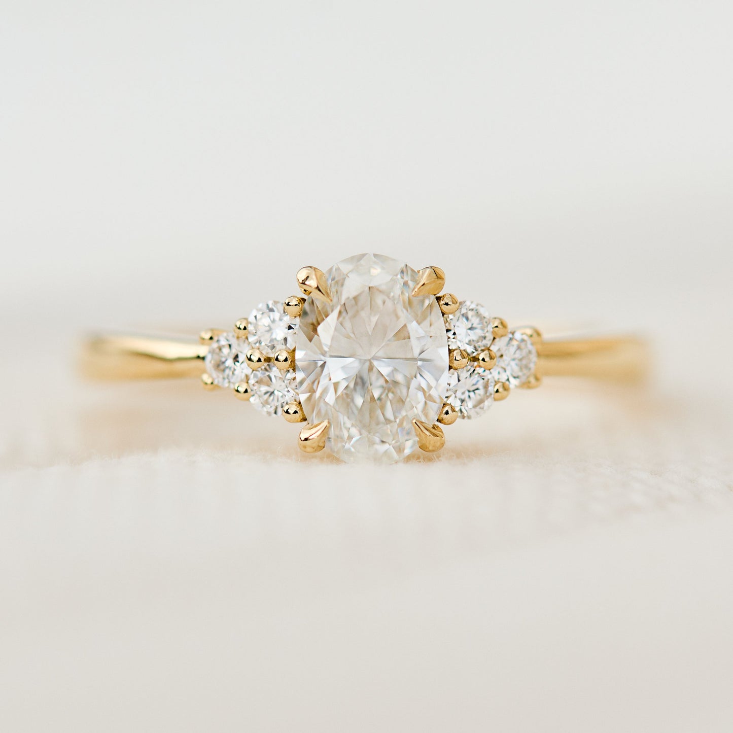 Marquise Shaped Three Stone Lab Grown Diamond Engagement Ring