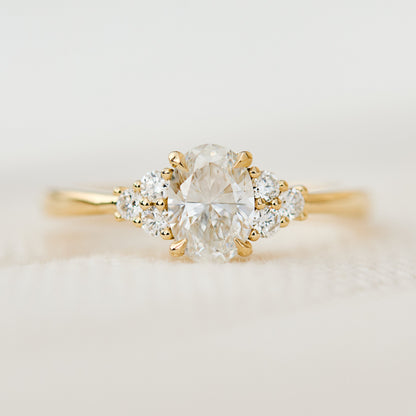 Marquise Shaped Three Stone Lab Grown Diamond Engagement Ring