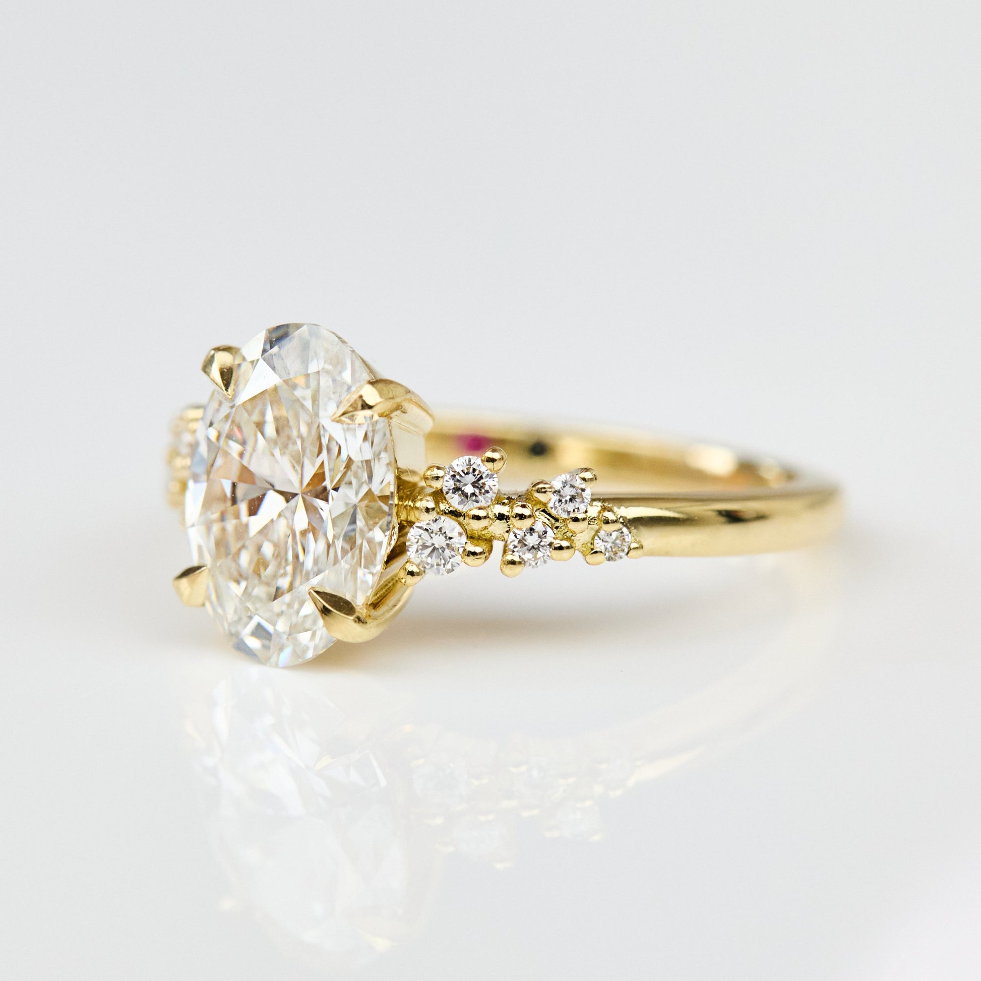 Marquise Shaped Three Stone Lab Grown Diamond Engagement Ring