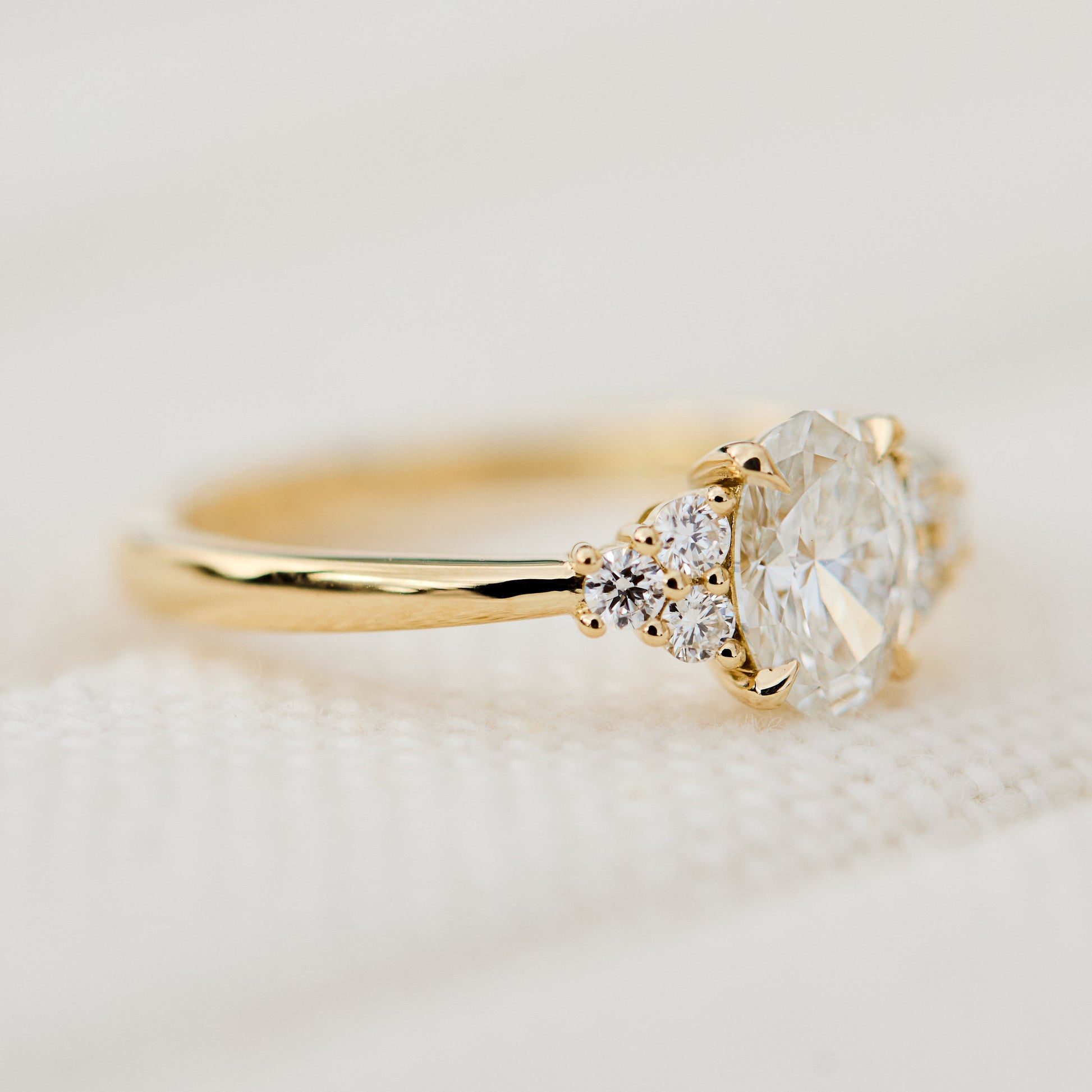 Marquise Shaped Three Stone Lab Grown Diamond Engagement Ring