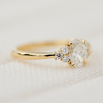 Marquise Shaped Three Stone Lab Grown Diamond Engagement Ring