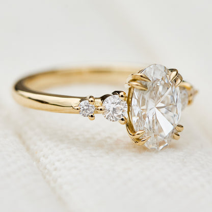 Marquise Shaped Three Stone Lab Grown Diamond Engagement Ring