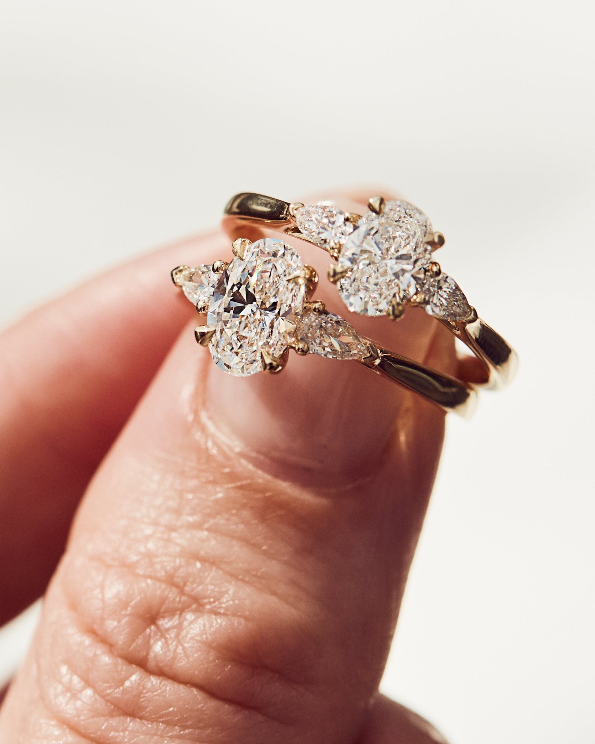 Marquise Shaped Three Stone Lab Grown Diamond Engagement Ring