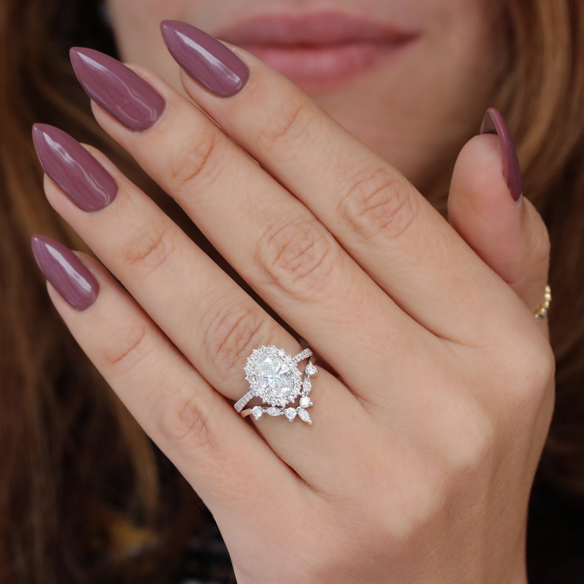 2.9 Carats Emerald Pave Styled Moissanite Engagement Ring